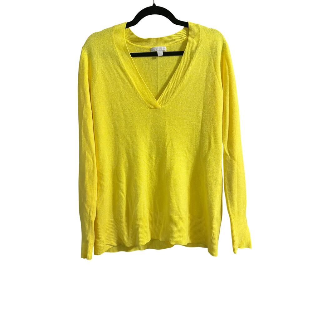 New York & Company Women's Yellow V-Neck Pullover Sweater Size Extra Large XL